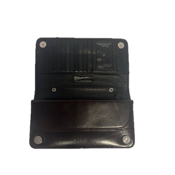 Brighton Woven Leather Organizer Clutch Wallet β Chocolate Brown - Picture 6 of 6